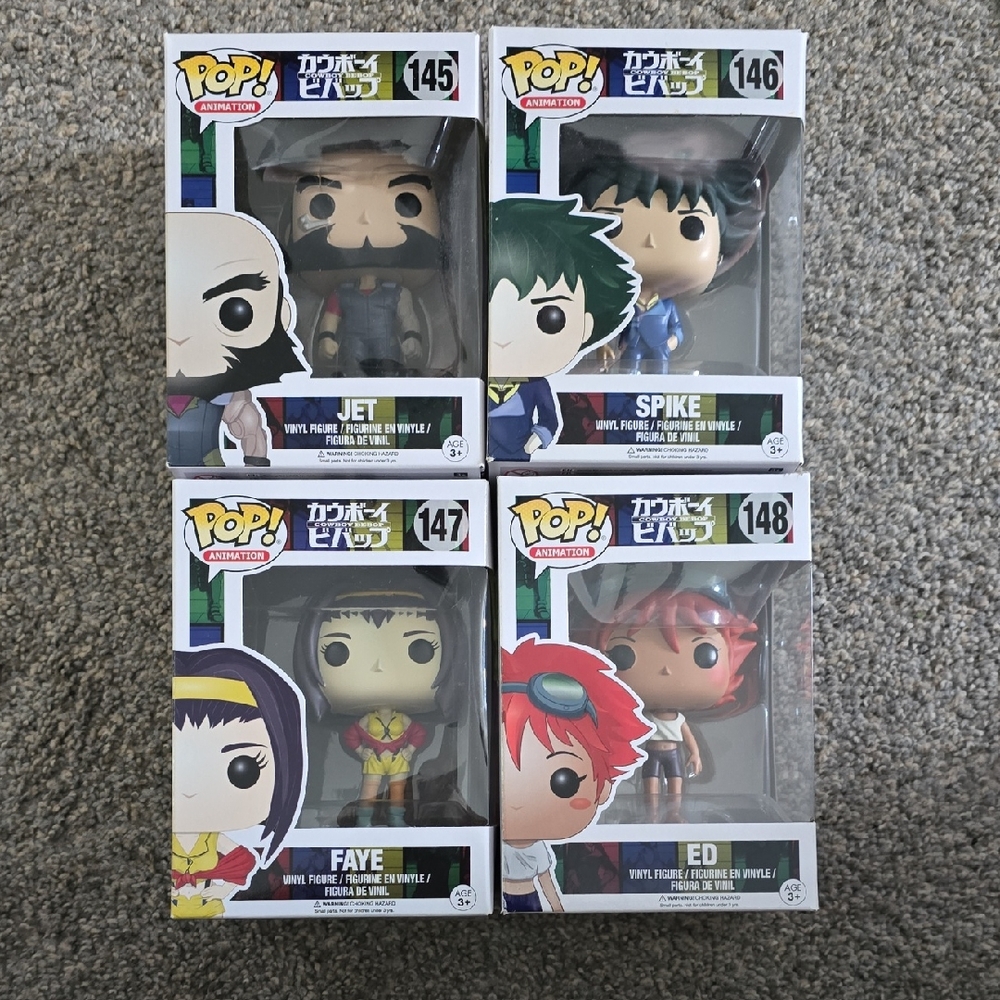 Funko Pop! Animation figures from the Cowboy Bebop series - Jet, Spike, Faye, Ed